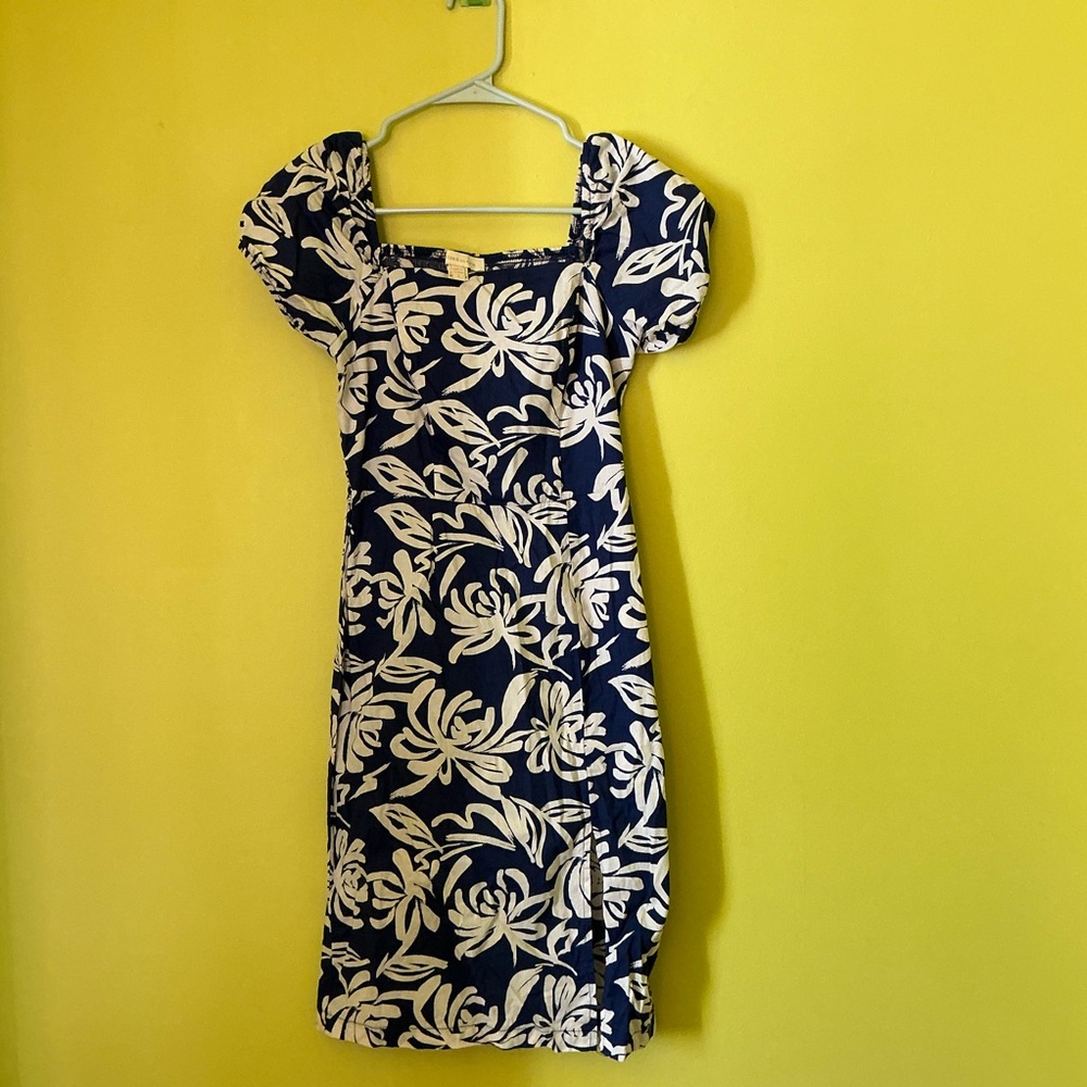 Y2k Vibes Tropical Print Blue Mini Dress